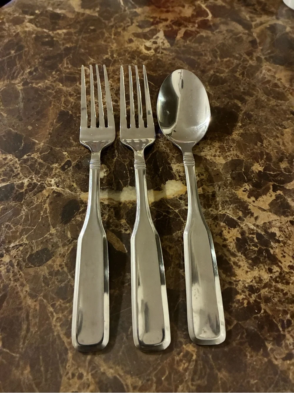 Cambridge Glossy Stainless Steel Flatware Set 2 Dinner Forks & Soup Spoon